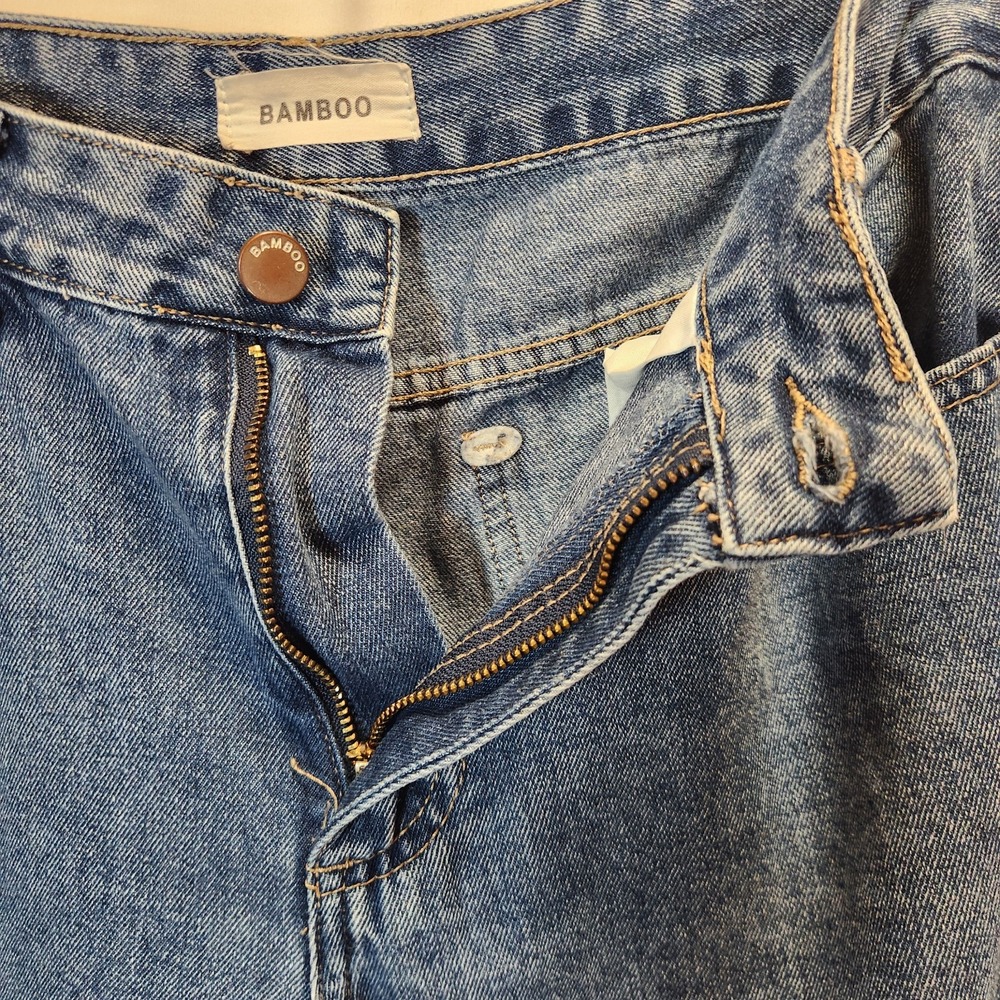Bamboo Women's Wide Leg Jeans Size 9 / 29 Blue 100% Cotton Rigid Denim - Picture 5 of 6